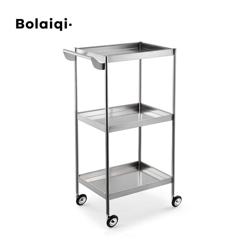 BOLAIQI Luxury Salon Equipment Beauty Salon Working Trolley Cart Gold Stainless Steel Salon Trolley