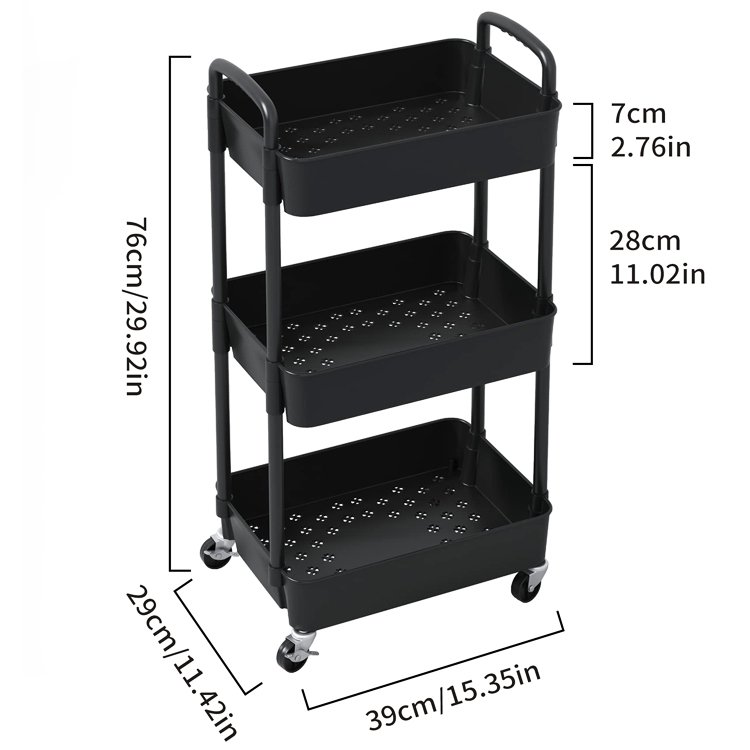 Manicure Salon Beauty Hair SPA Tattoo 3 Tier Rolling Metal Utility Caddy Cart Mobile Barber Tools Makeup Storage Trolley