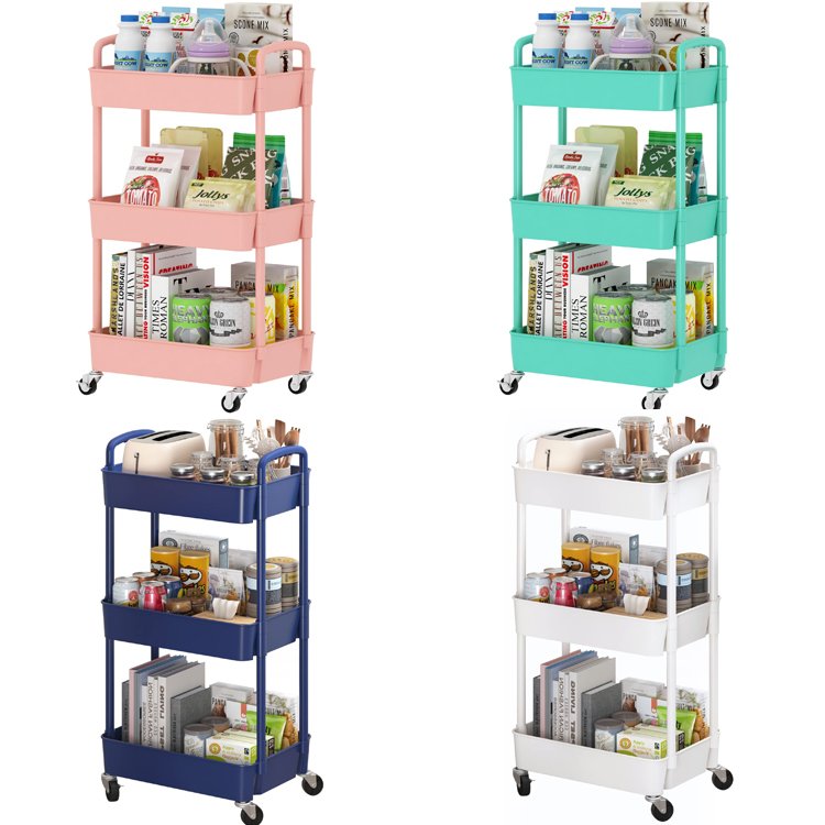 Manicure Salon Beauty Hair SPA Tattoo 3 Tier Rolling Metal Utility Caddy Cart Mobile Barber Tools Makeup Storage Trolley