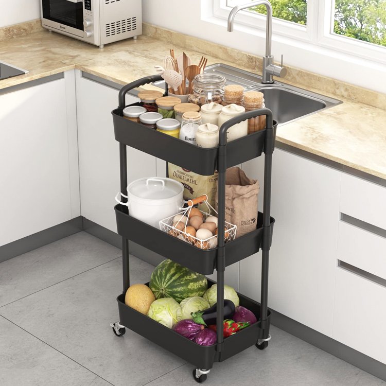 Manicure Salon Beauty Hair SPA Tattoo 3 Tier Rolling Metal Utility Caddy Cart Mobile Barber Tools Makeup Storage Trolley
