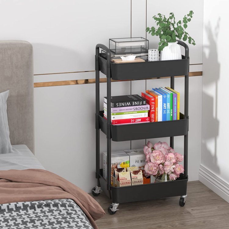 Manicure Salon Beauty Hair SPA Tattoo 3 Tier Rolling Metal Utility Caddy Cart Mobile Barber Tools Makeup Storage Trolley