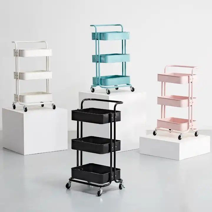 Factory Price Wholesale Beauty Salon Trolley Floor Multi-layer Mobile Trolley Beauty Studio Cart