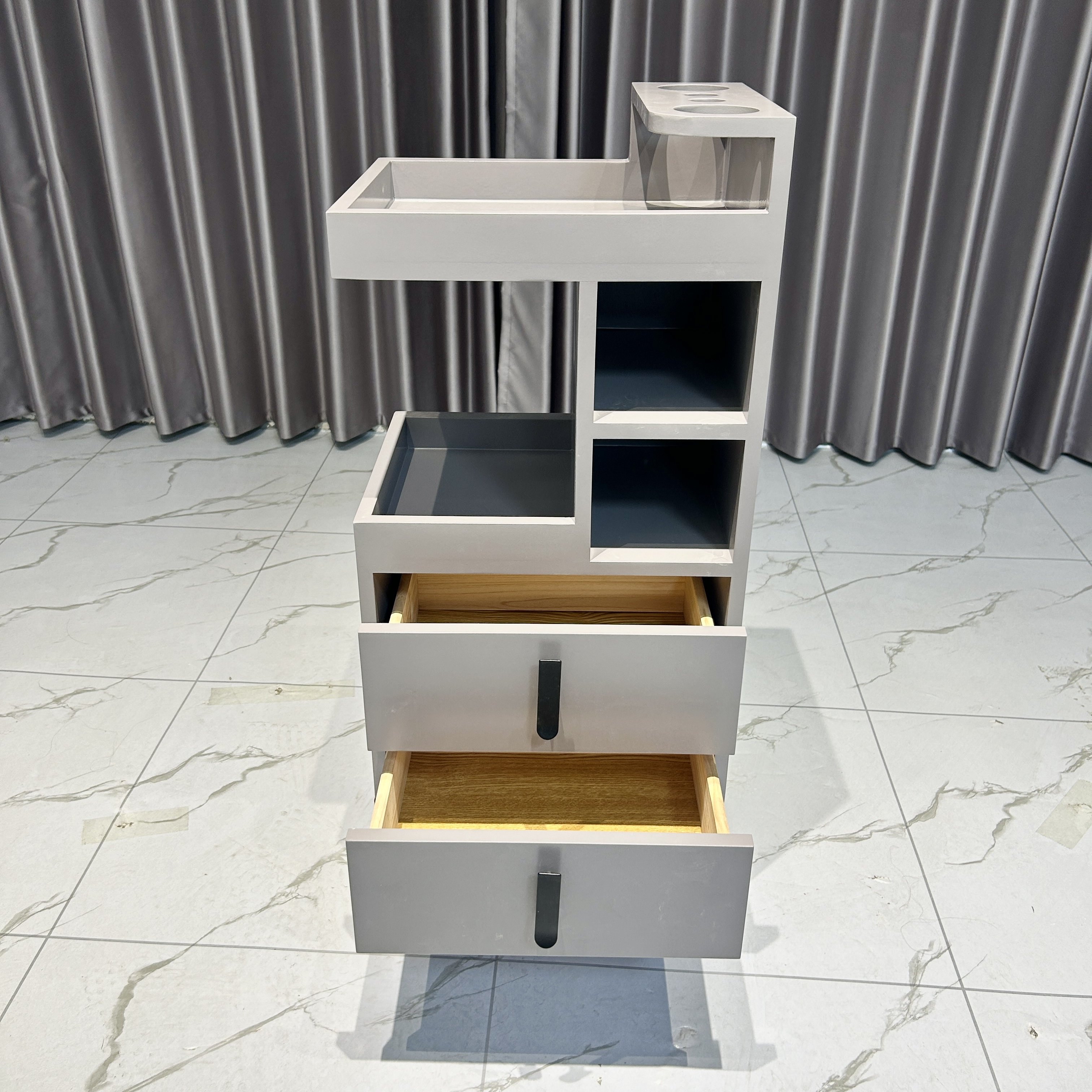 Luxury Commercial Furniture Storage Hairdressing Trolley Custom High Quality Wood Modern Design Factory Prices