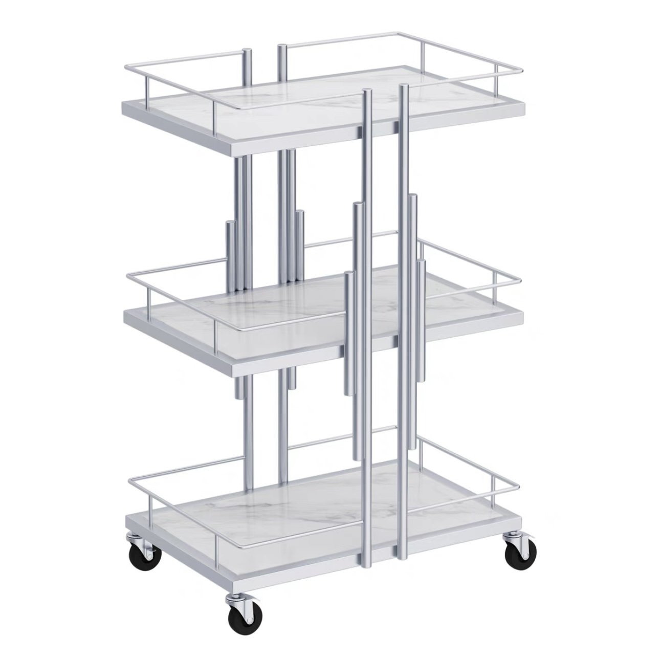 Beauty New Design Makeup Salon Cart 3 Tiers Pedicure Spa Nail Shop Trolley Gold Beauty Trolley With Lockable Wheels