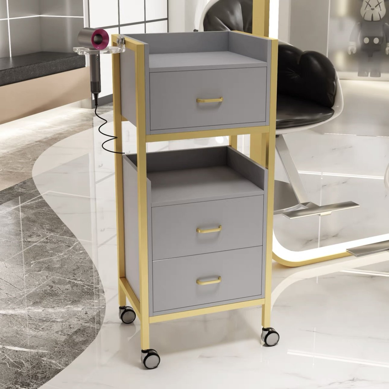 Modern Multifunctional Barber Shop Cabinet Hairdresser Tool for Beauty Salons Bathrooms Bedrooms Hotels Supermarkets Kitchens