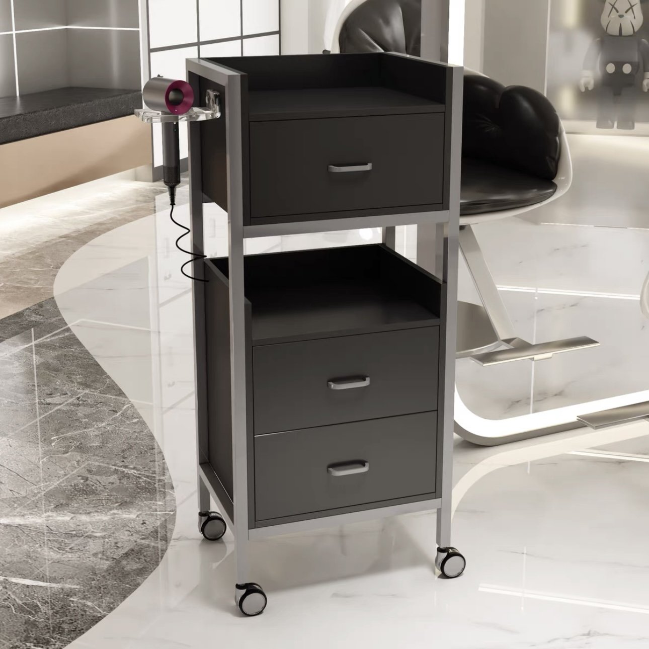 Modern Multifunctional Barber Shop Cabinet Hairdresser Tool for Beauty Salons Bathrooms Bedrooms Hotels Supermarkets Kitchens