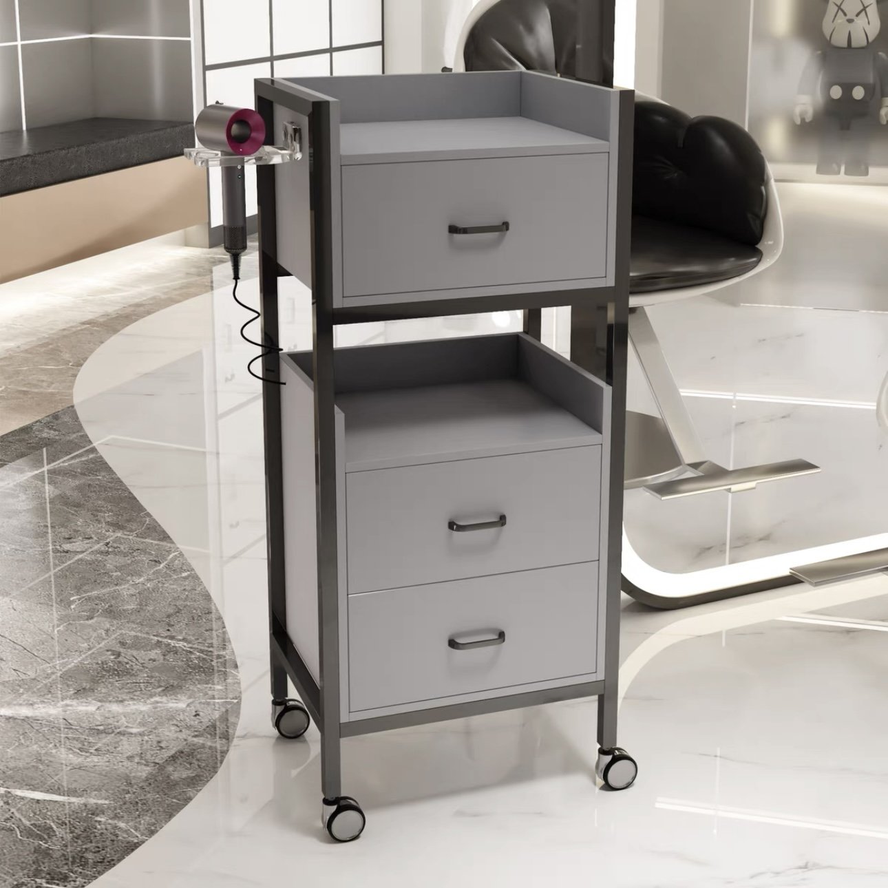 Modern Multifunctional Barber Shop Cabinet Hairdresser Tool for Beauty Salons Bathrooms Bedrooms Hotels Supermarkets Kitchens