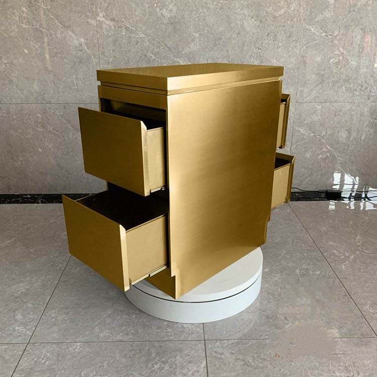 modern style gold stainless steel salon trolley barber wall cabinet