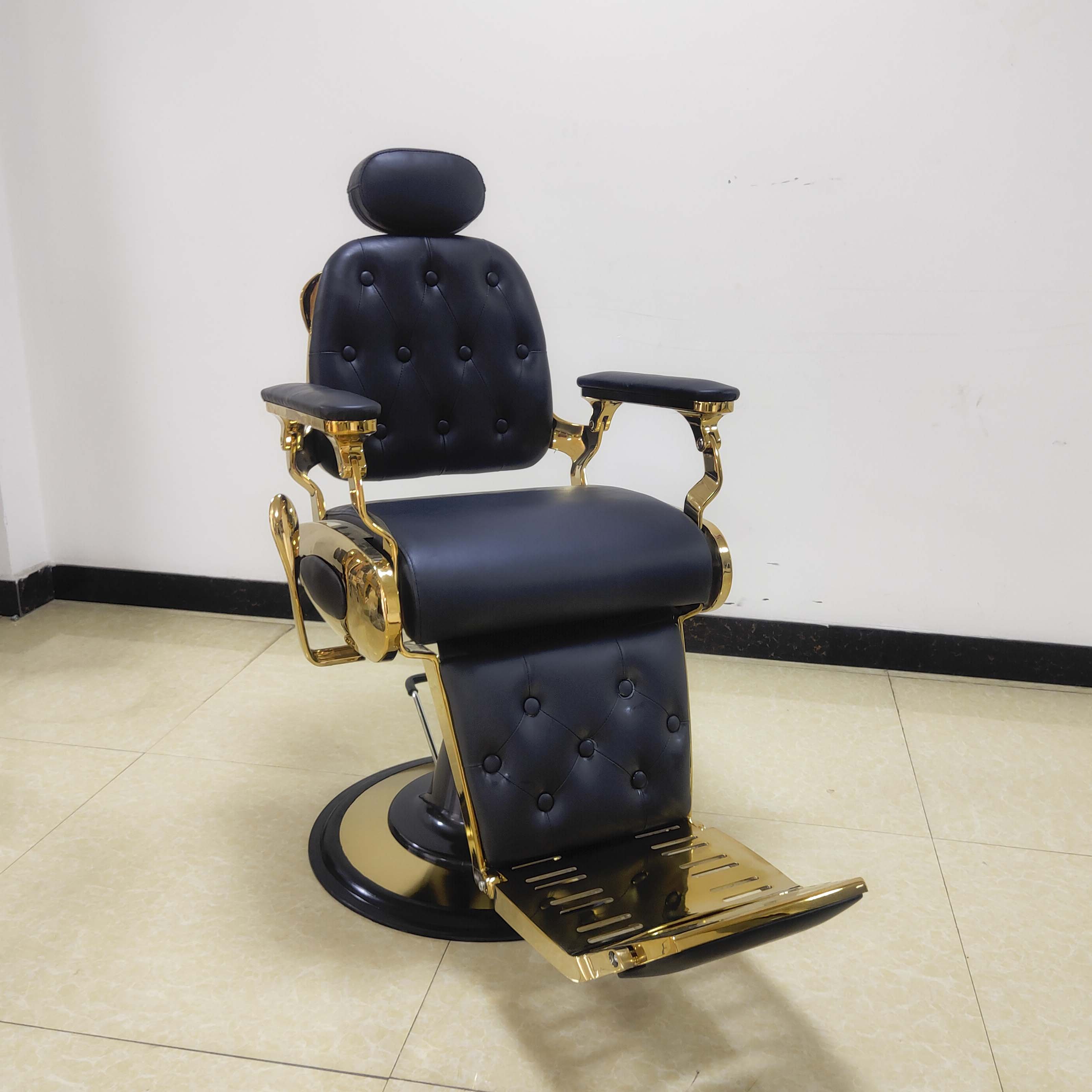 salon hairdressing chairs professional antique luxury black and gold vintage barber chair