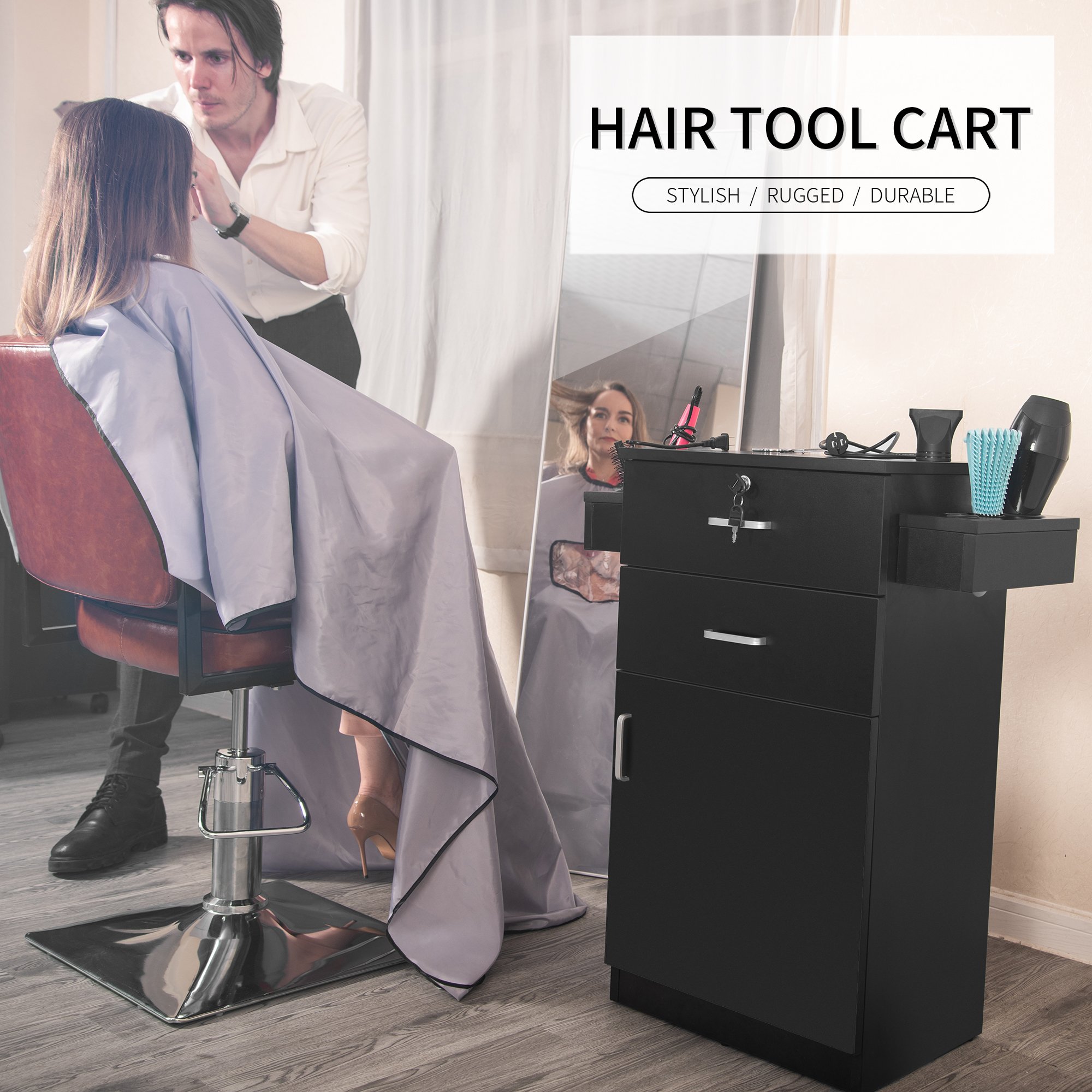 Beauty Trolley White Metal Style Packing Furniture Floor Color Material Origin Hair Salon Trolley Cart