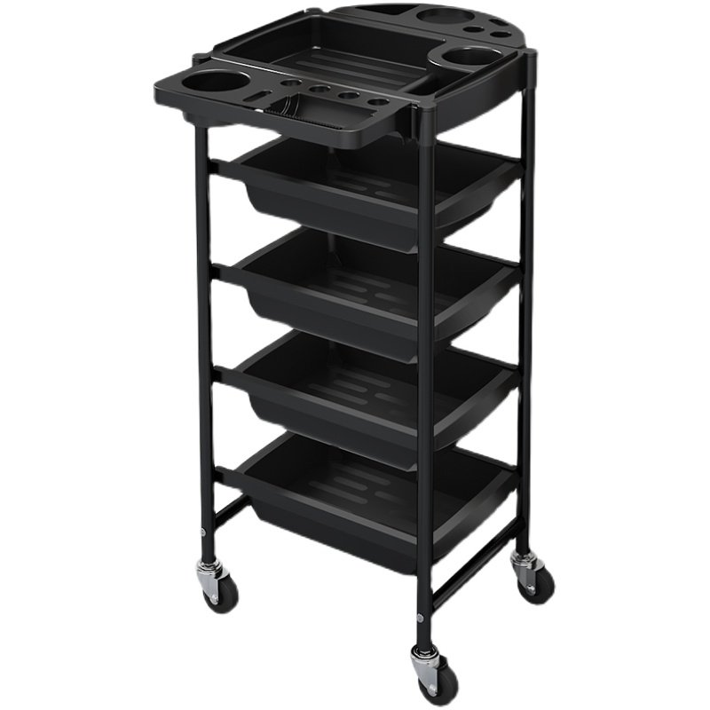 Modern black and gold nail saloon organizer tool car multilayer beauty hair salon equipment salon trolley with wheels