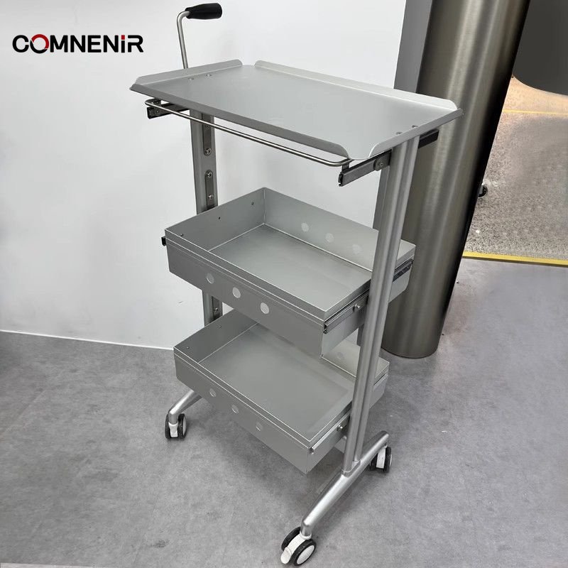 Professional Aluminium Hair Salon Trolley Plastic Beauty Tool with Hair Wheel-for School Use