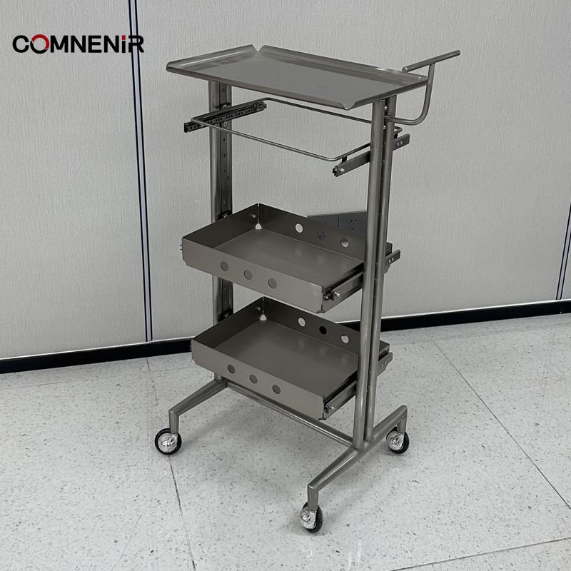 Professional Aluminium Hair Salon Trolley Plastic Beauty Tool with Hair Wheel-for School Use