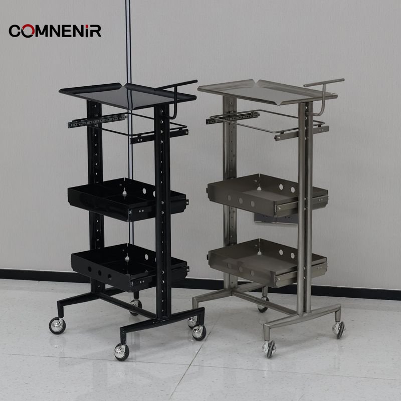 Professional Aluminium Hair Salon Trolley Plastic Beauty Tool with Hair Wheel-for School Use
