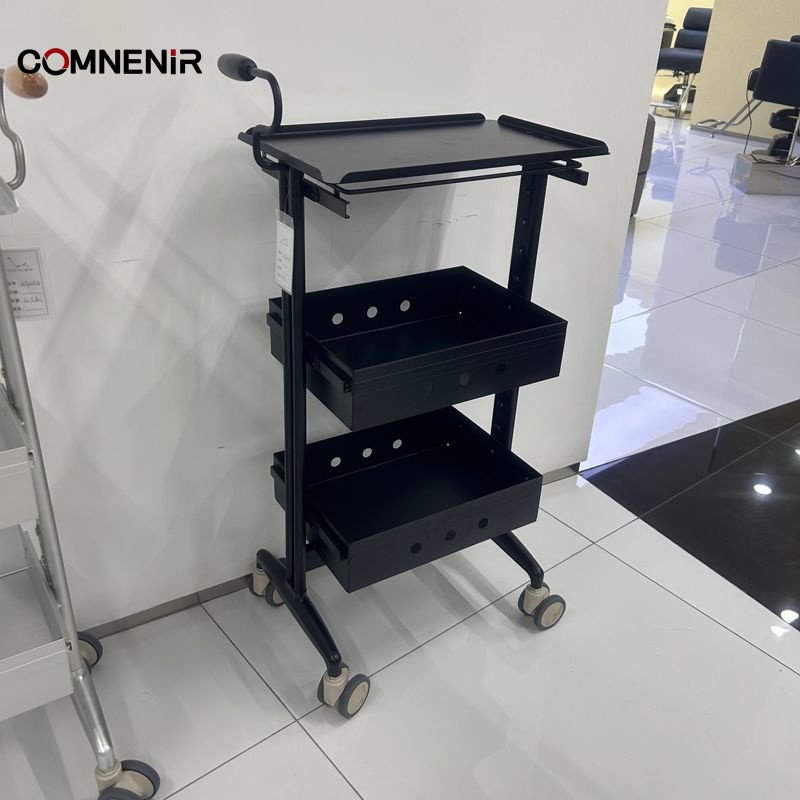 Professional Aluminium Hair Salon Trolley Plastic Beauty Tool with Hair Wheel-for School Use