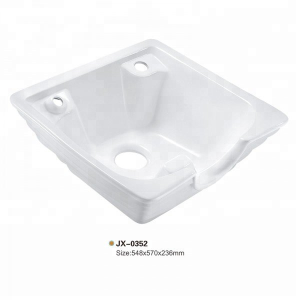 JX-0352 White Color Beauty Hair Salon Equipment Barber Shop Hairdressing Ceramic Shampoo Basin Good Quality Porcelain Wash Sink