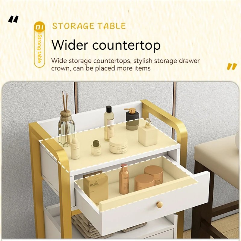 Barber hair extension metal gold white hair salon equipment beauty hairdressing hair salon trolley cart