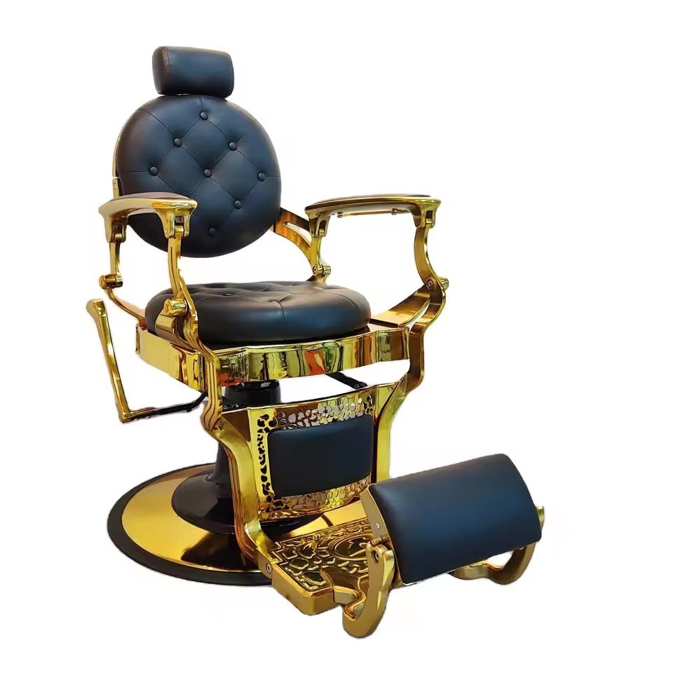 Low-profile black Retro rotary lift antique salon barber chair barber store equipment hairdressing barber chair