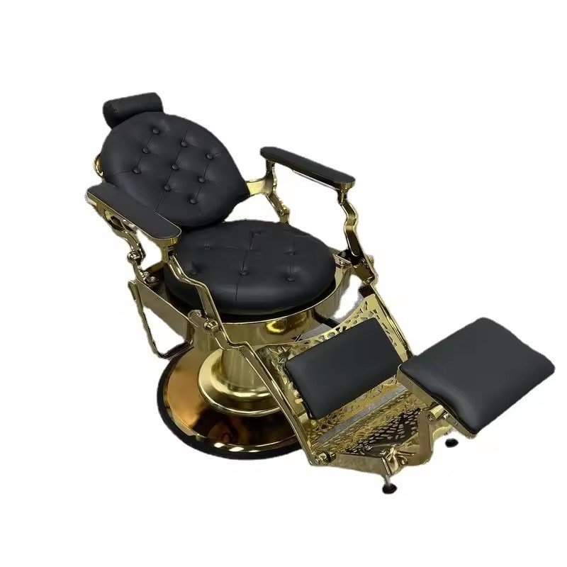Low-profile black Retro rotary lift antique salon barber chair barber store equipment hairdressing barber chair