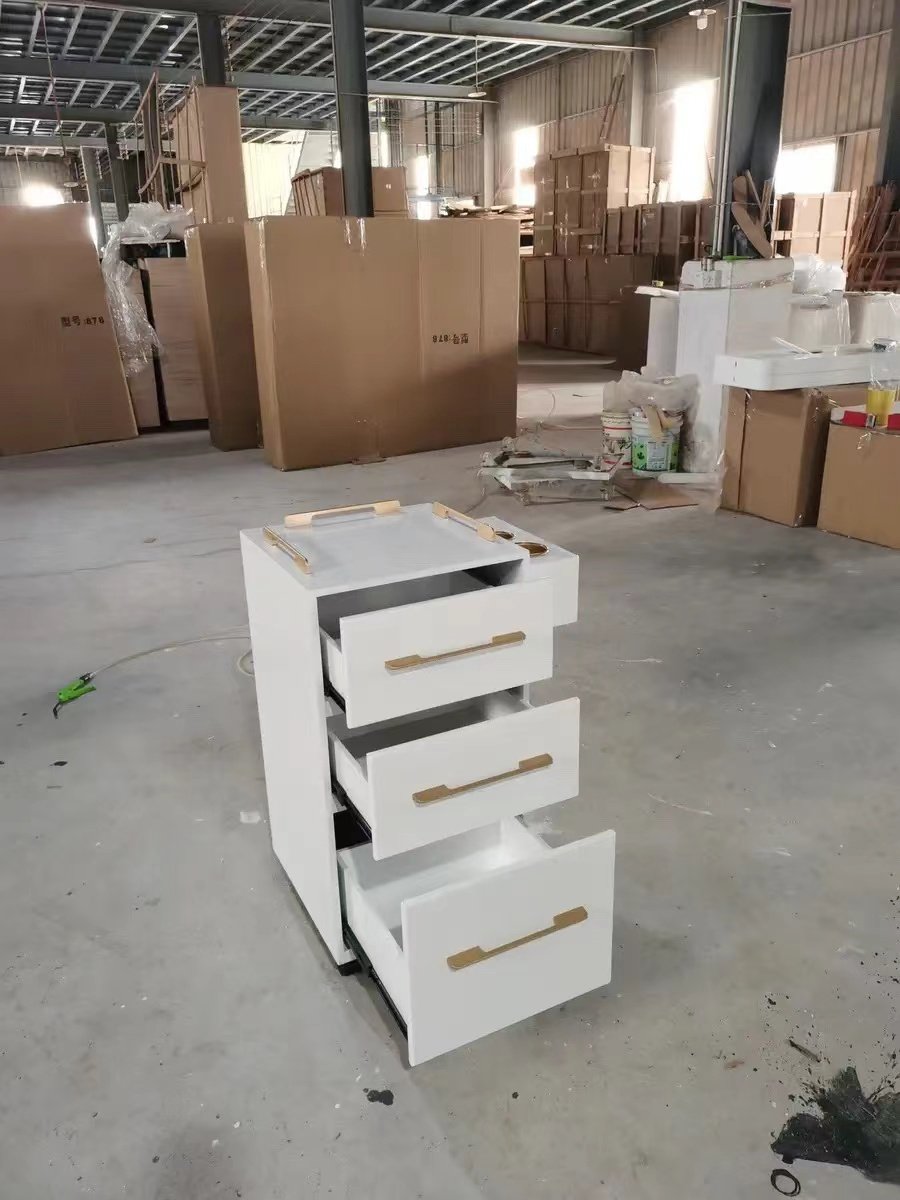 White Beauty Salon Trolley for Barbershop Tools and Hair Salon Work Station