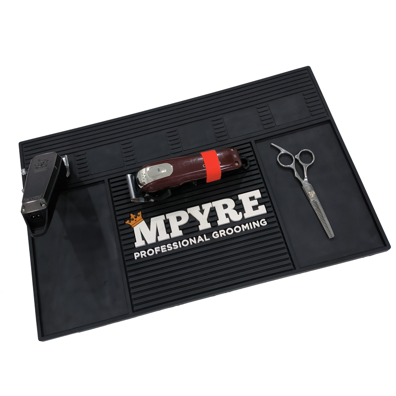 SQ New Design 6- Magnets Custom Barber Mat Magnetic Hair Salon Rubber Mat Barber Shop Accessories
