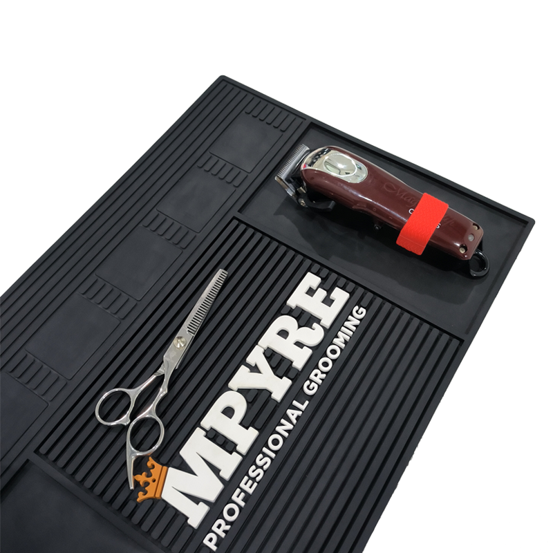 SQ New Design 6- Magnets Custom Barber Mat Magnetic Hair Salon Rubber Mat Barber Shop Accessories