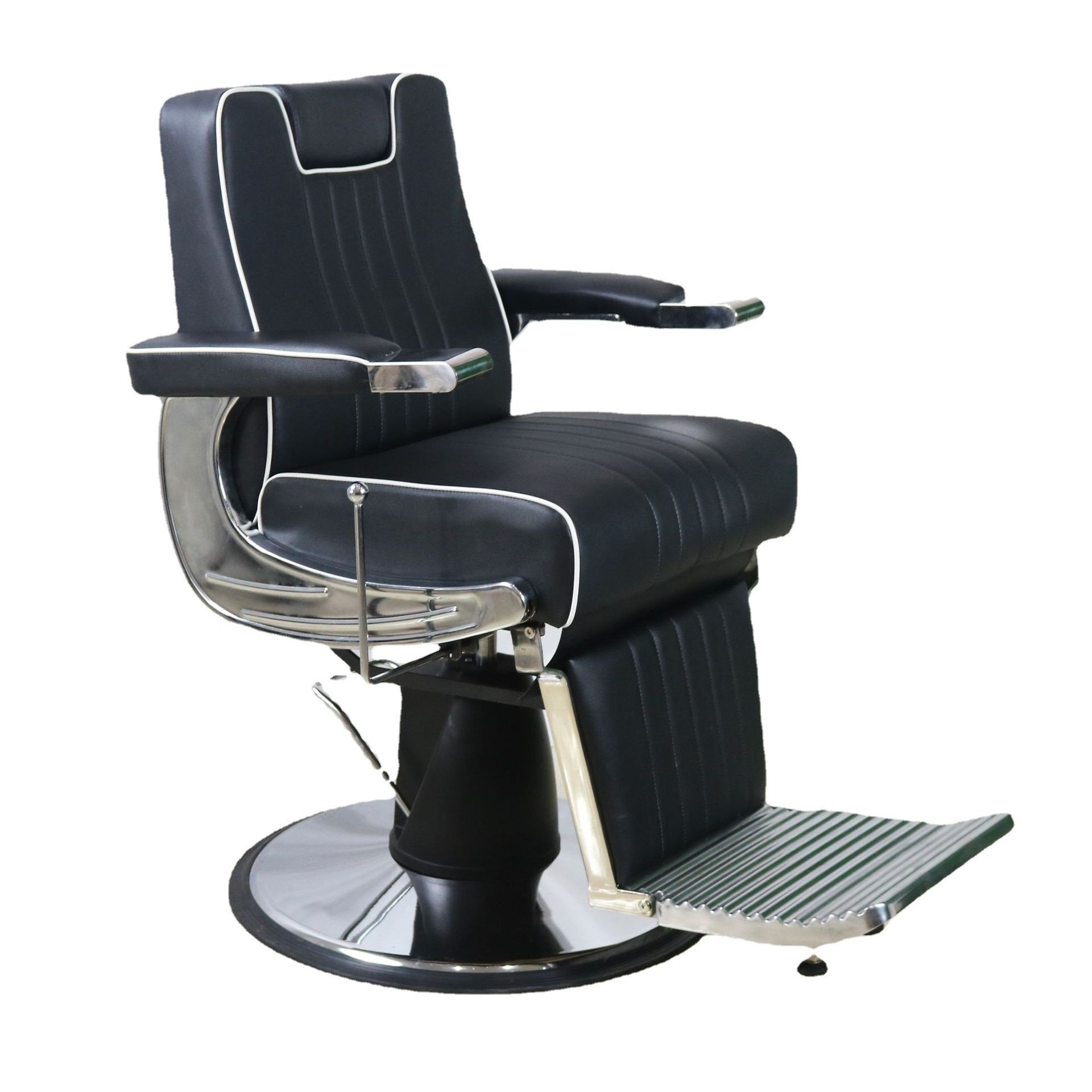 Heavy Duty Barber Chair with Hydraulic Pump Synthetic Leather Steel Chrome Construction for Salon Dining Living Room Home Use