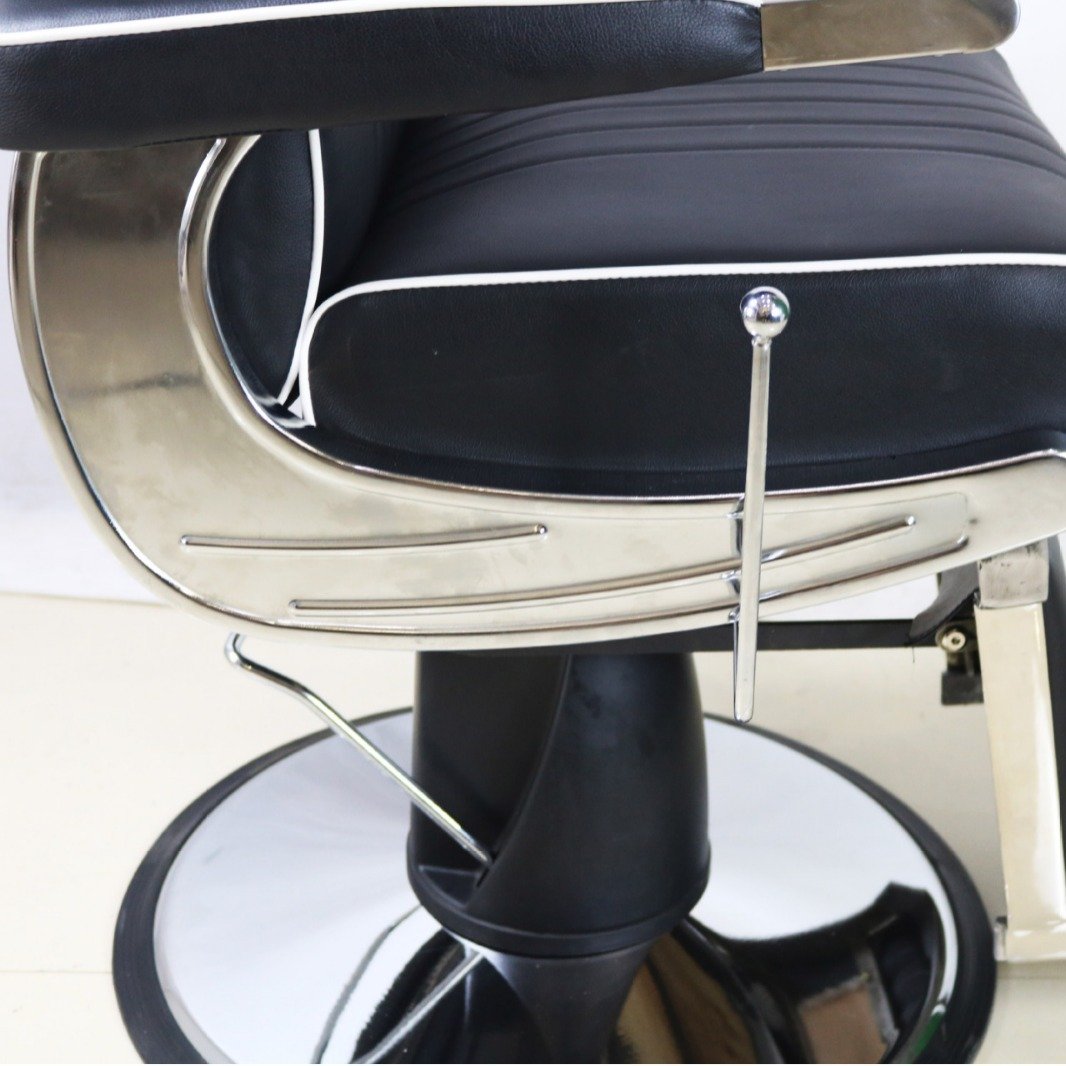 Heavy Duty Barber Chair with Hydraulic Pump Synthetic Leather Steel Chrome Construction for Salon Dining Living Room Home Use