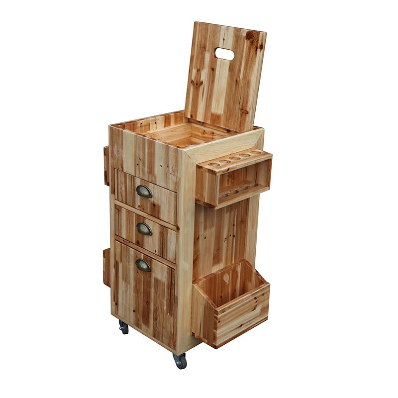 Dryer Holder Wood Portable Good Quality Barber Shop Hair Salon Beauty Trolley With Drawers