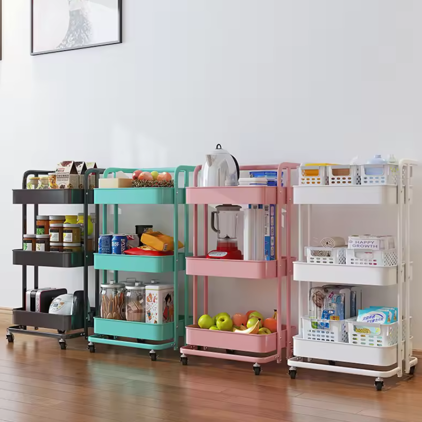3 Tier The trolley is easy to pick up, store, beauty salon, kitchen, bedroom store utility cart with wheels