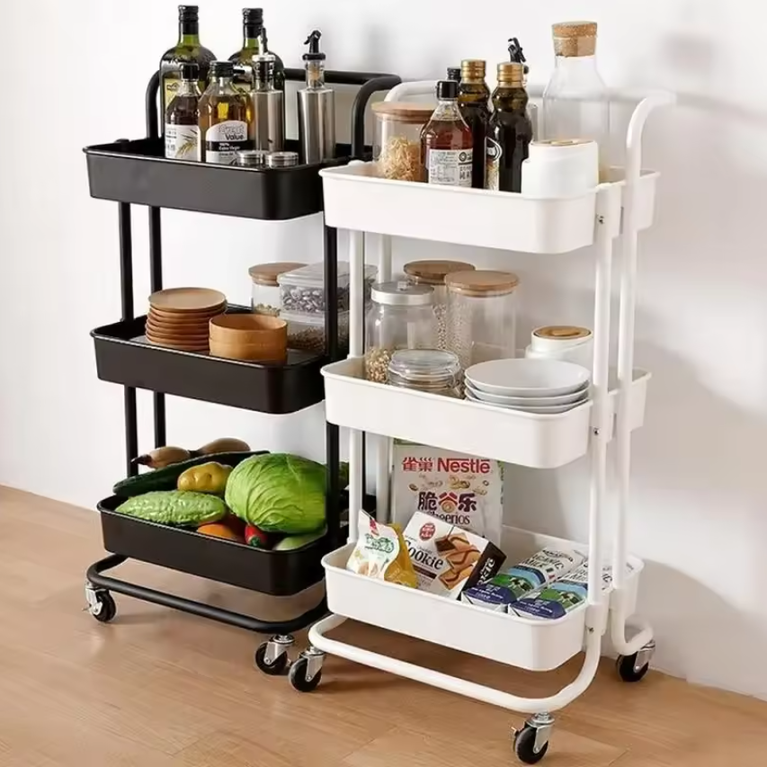 3 Tier The trolley is easy to pick up, store, beauty salon, kitchen, bedroom store utility cart with wheels