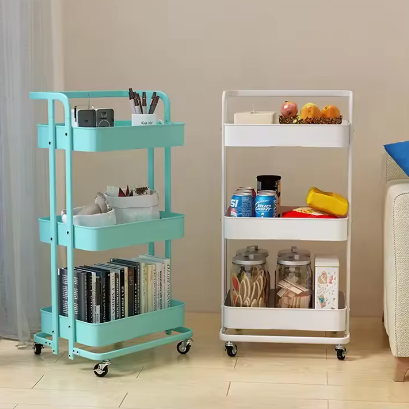 3 Tier The trolley is easy to pick up, store, beauty salon, kitchen, bedroom store utility cart with wheels