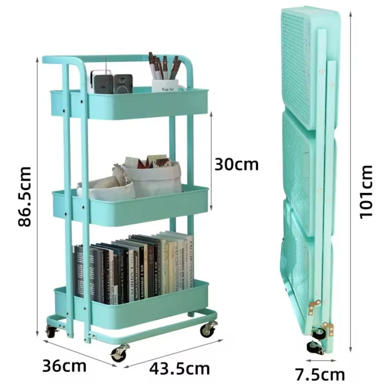 3 Tier The trolley is easy to pick up, store, beauty salon, kitchen, bedroom store utility cart with wheels