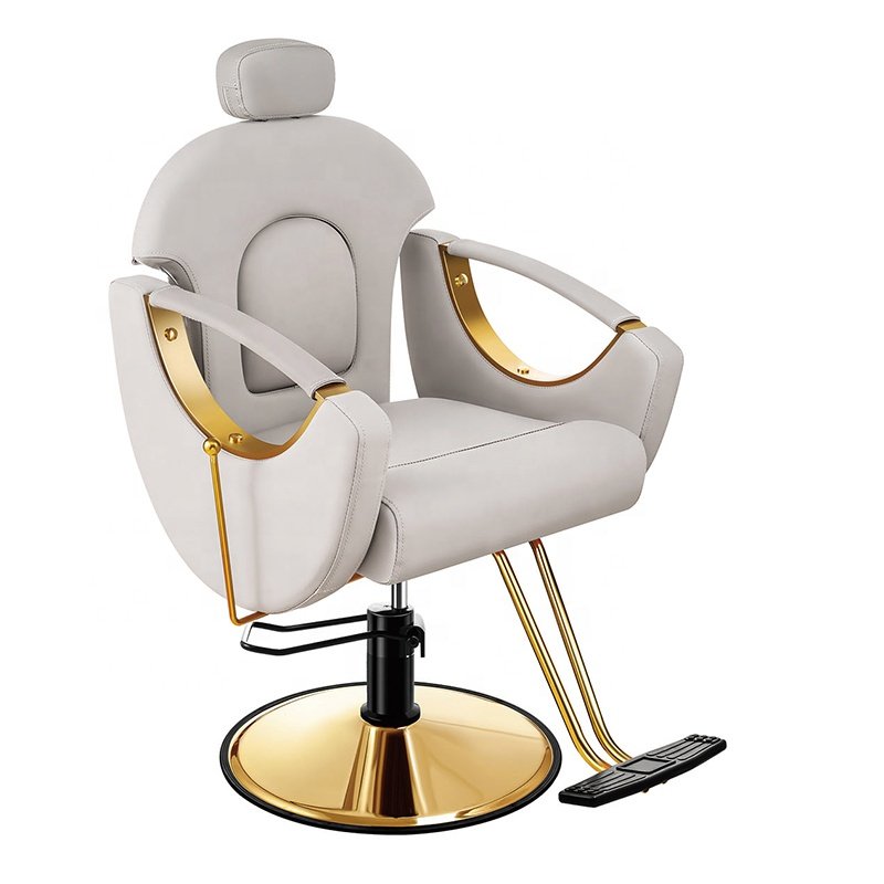 China Modern Hair Salon Furniture Beauty Makeup Styling Hairdressing Barber Chair Luxury Black and Gold Salon Chairs