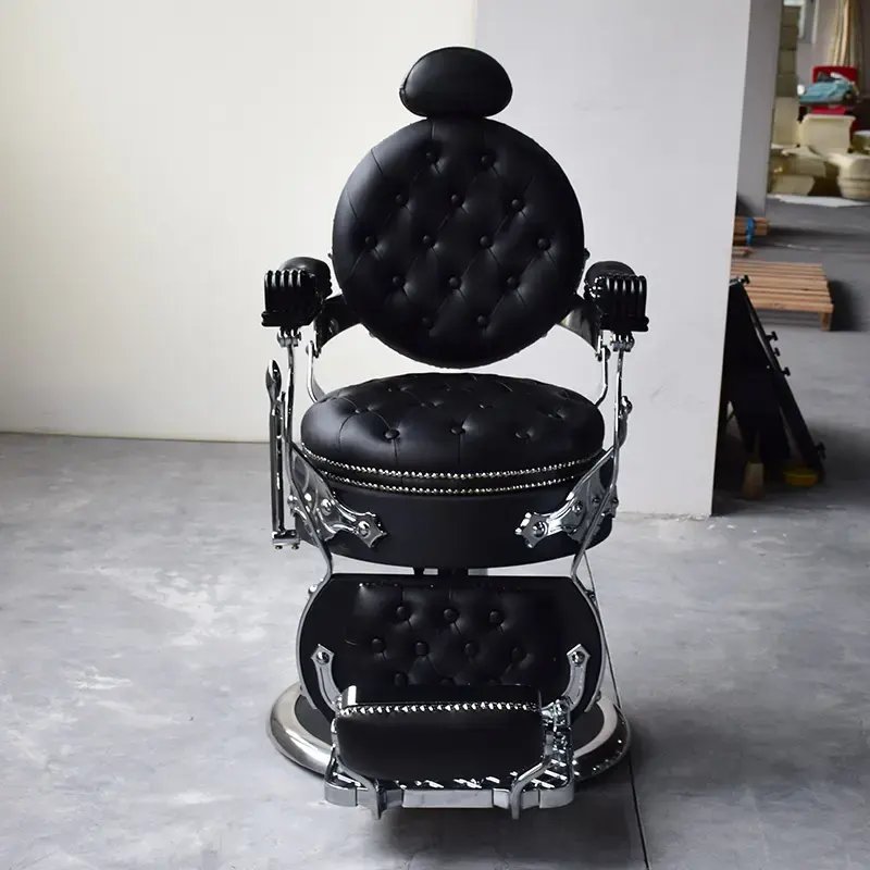 High Quality Salon Furniture Black Barber Chairs For Men Classic Black Vintage Heavy Duty Barber Chair Barber Shop