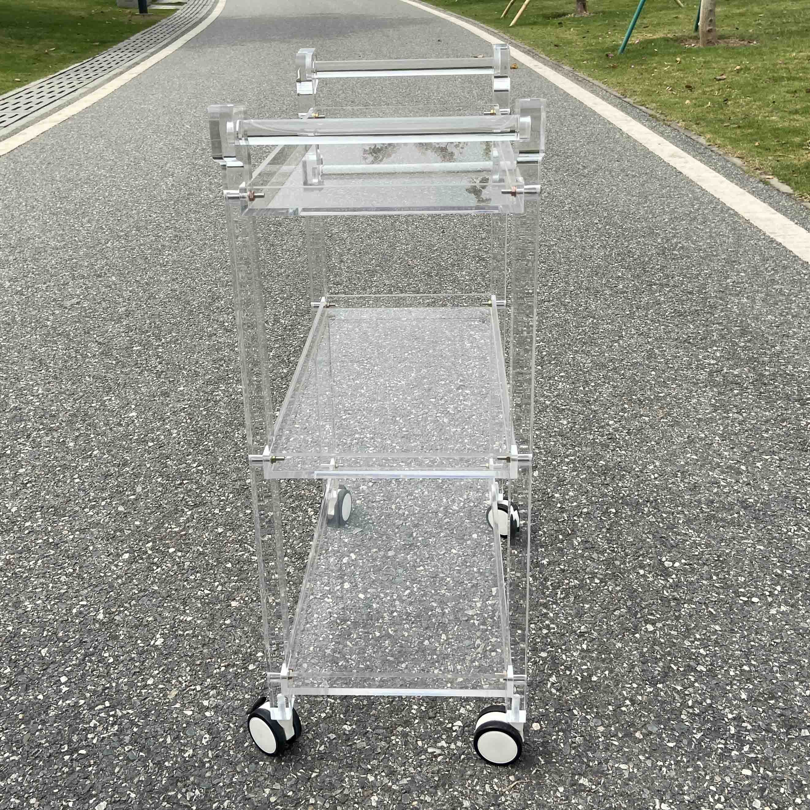 birthday wedding party high transparent five star Restaurant food serving 3 tray food trolley