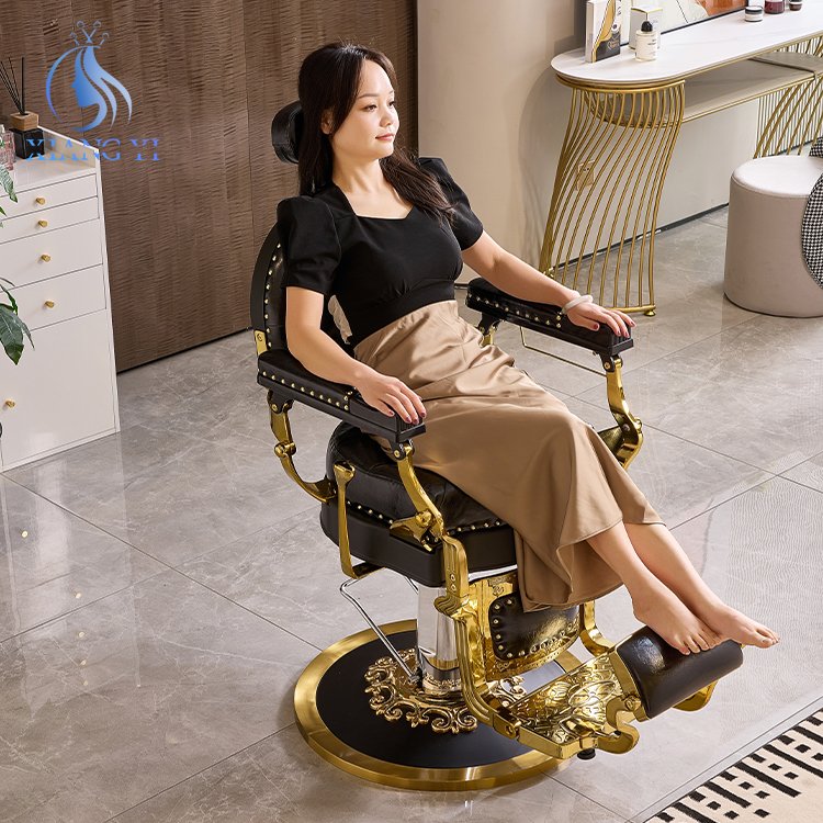Luxury heavy duty Reclining Hydraulic Pump Black hairdressers chair Beauty Salon Barber Chair