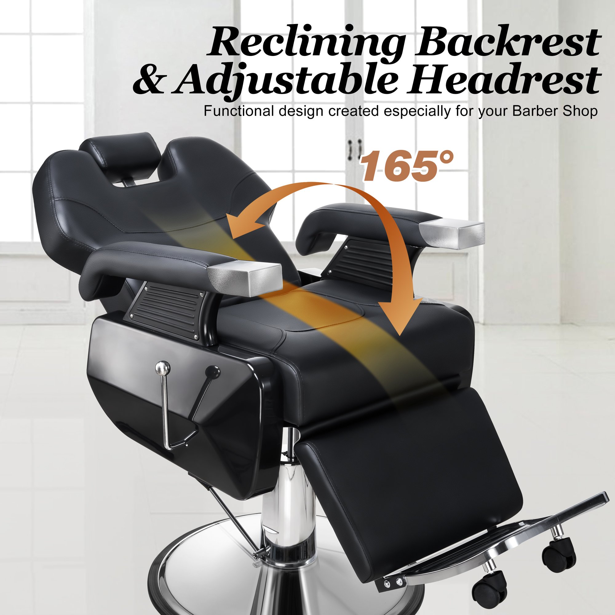 Hot Style Comfortable Seating Stainless Steel Frame Barber Chairs Professional Recline Chairs for Barber Shop