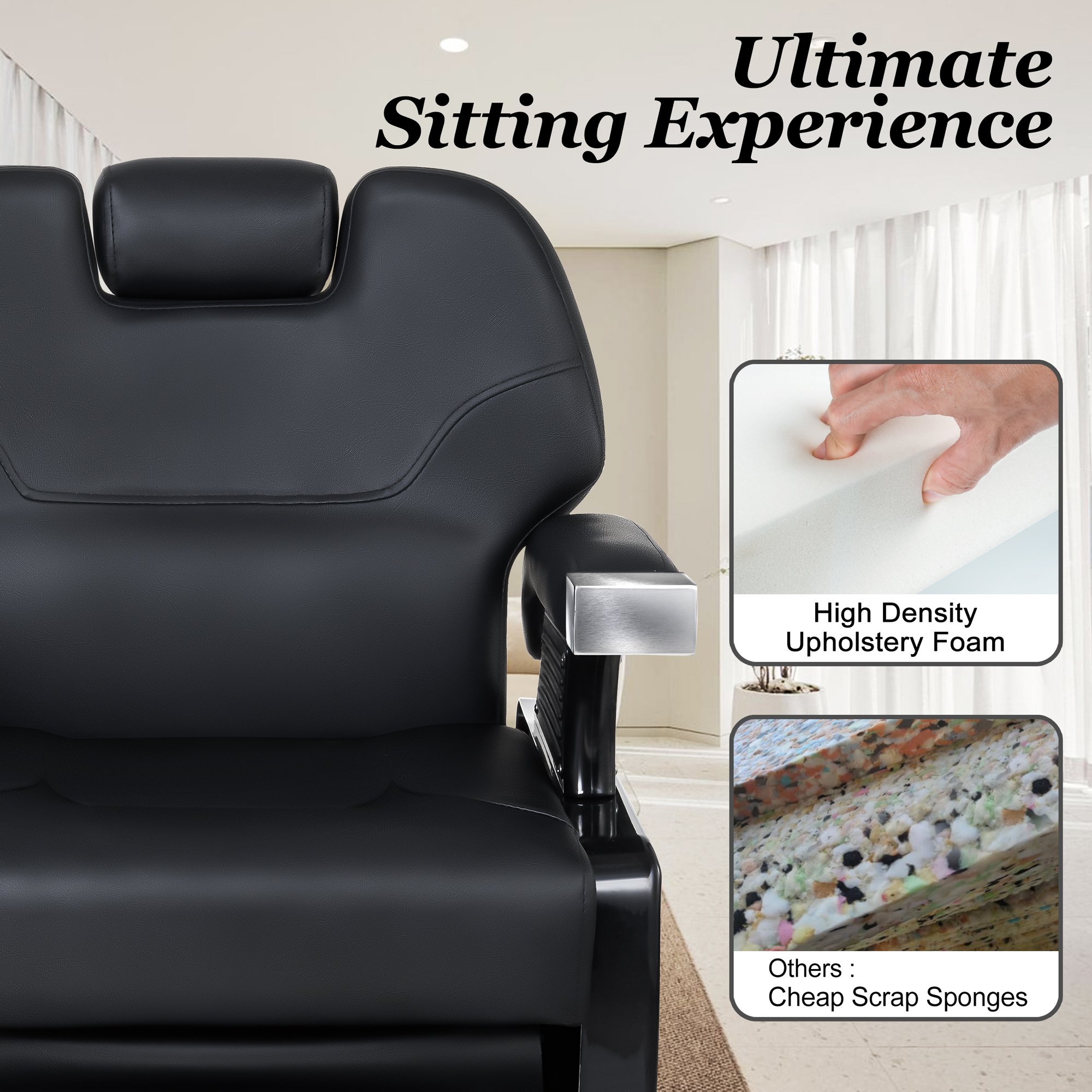 Hot Style Comfortable Seating Stainless Steel Frame Barber Chairs Professional Recline Chairs for Barber Shop