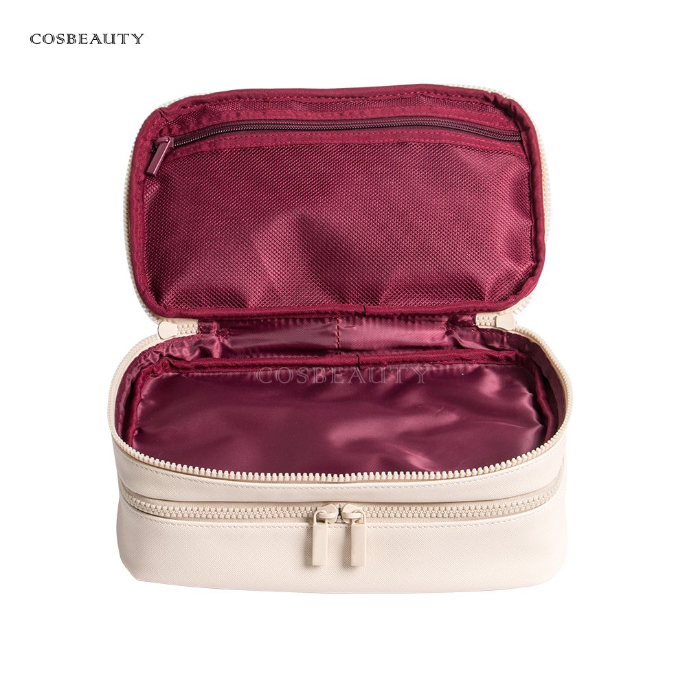 Custom Mlakeup Bag Portable PU Leather Waterproof Toiletry Pouch Travel Make up Bag Multifunctional Brush Cosmetic Bag for Women