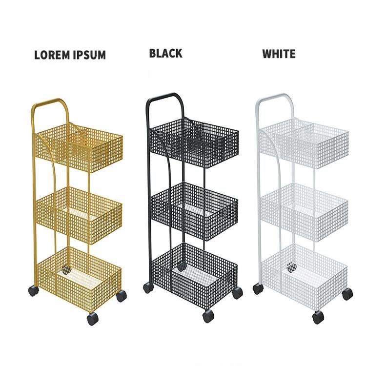 Wholesale Factory Sale Cheap Gold Metal Hair Nail Tools Carts Trolley Cart Wheels Barber Shop Beauty Salon Modern Design Iron