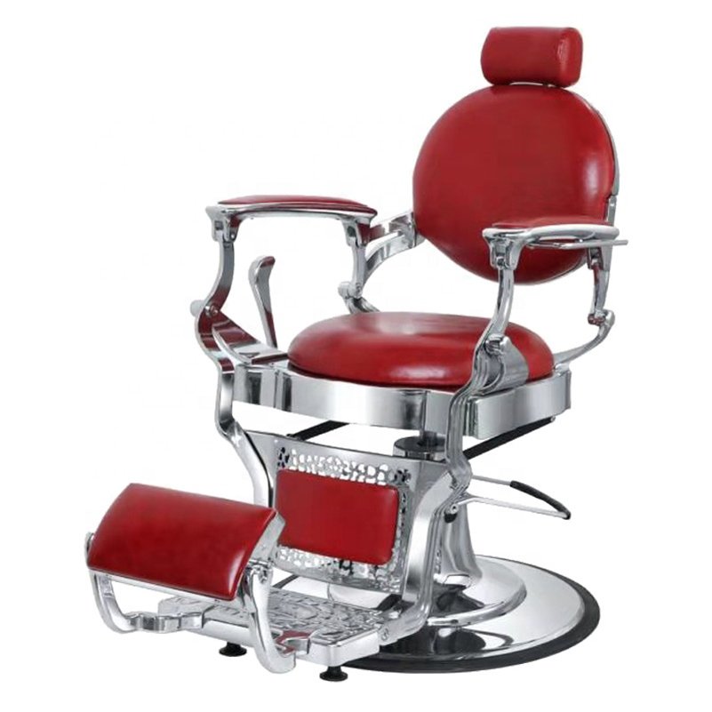 SENZHI Foshan Factory Modern Antique Barber Chair Round Red Vintage Saloon Equipments Heavy Duty Men Barber Chair For Sale