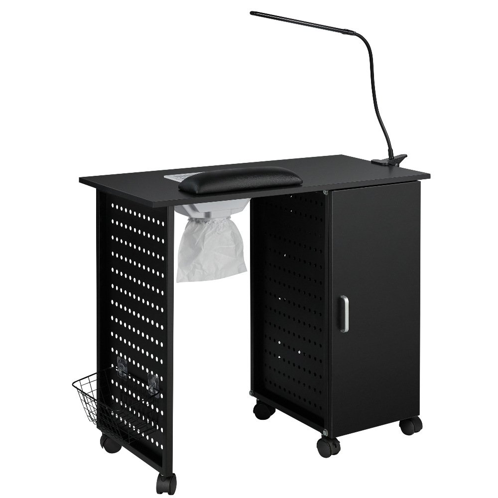 Portable Removable Professional Make-up Trolley Beauty Spa Salon Nail Cleaner Manicure Table With Lamp