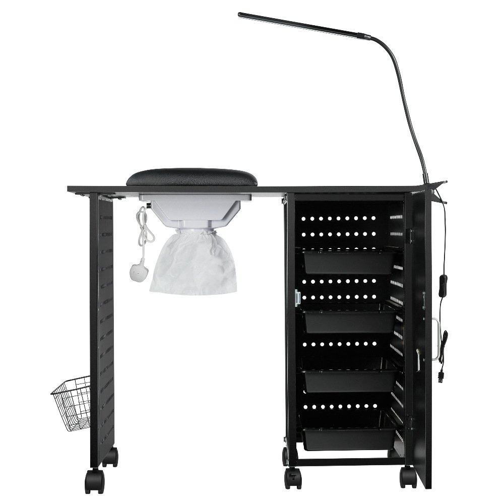 Portable Removable Professional Make-up Trolley Beauty Spa Salon Nail Cleaner Manicure Table With Lamp