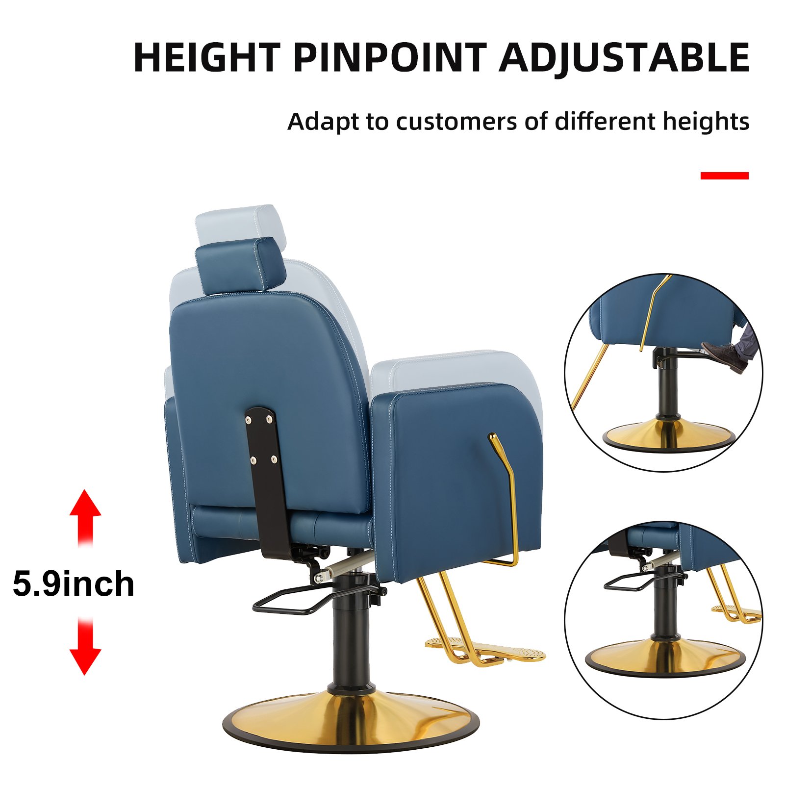 Luxury Adjustable Height Upholstered Designer Styling Salon Chair for Hair Extensions