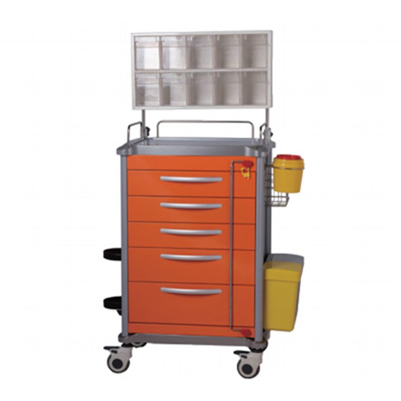 Aluminium 5-Drawer Emergency ABS Trolley Cart with One time use Seal Lock Accept Customization
