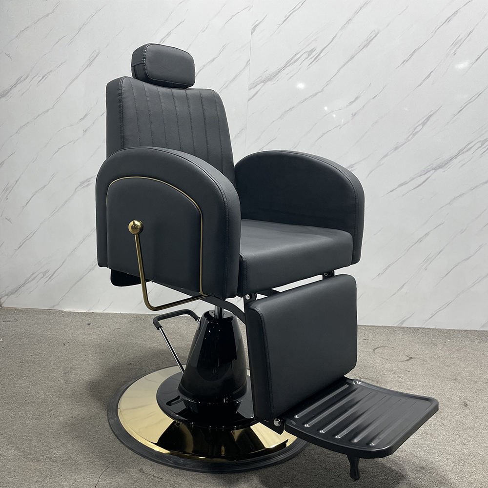 Luxury Barbershop Chair 360 Rotation Adjustable Massage SPA Soft Beauty Hair Salon Furniture Chair With Headrest Pedal