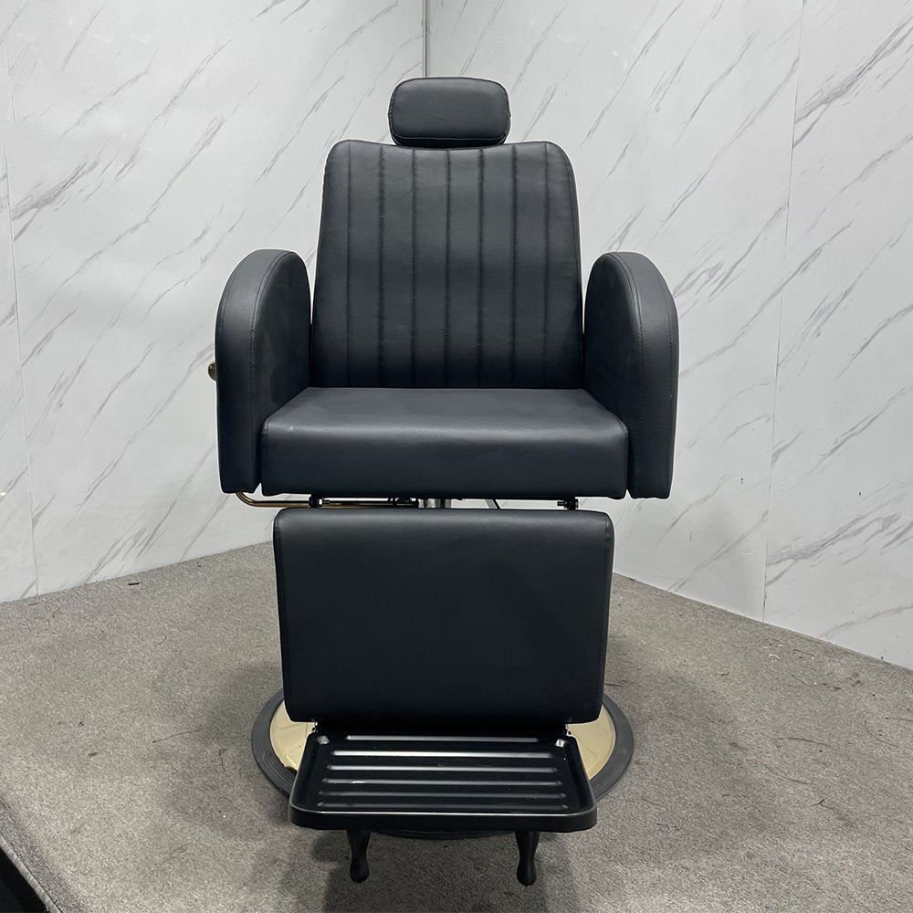 Luxury Barbershop Chair 360 Rotation Adjustable Massage SPA Soft Beauty Hair Salon Furniture Chair With Headrest Pedal