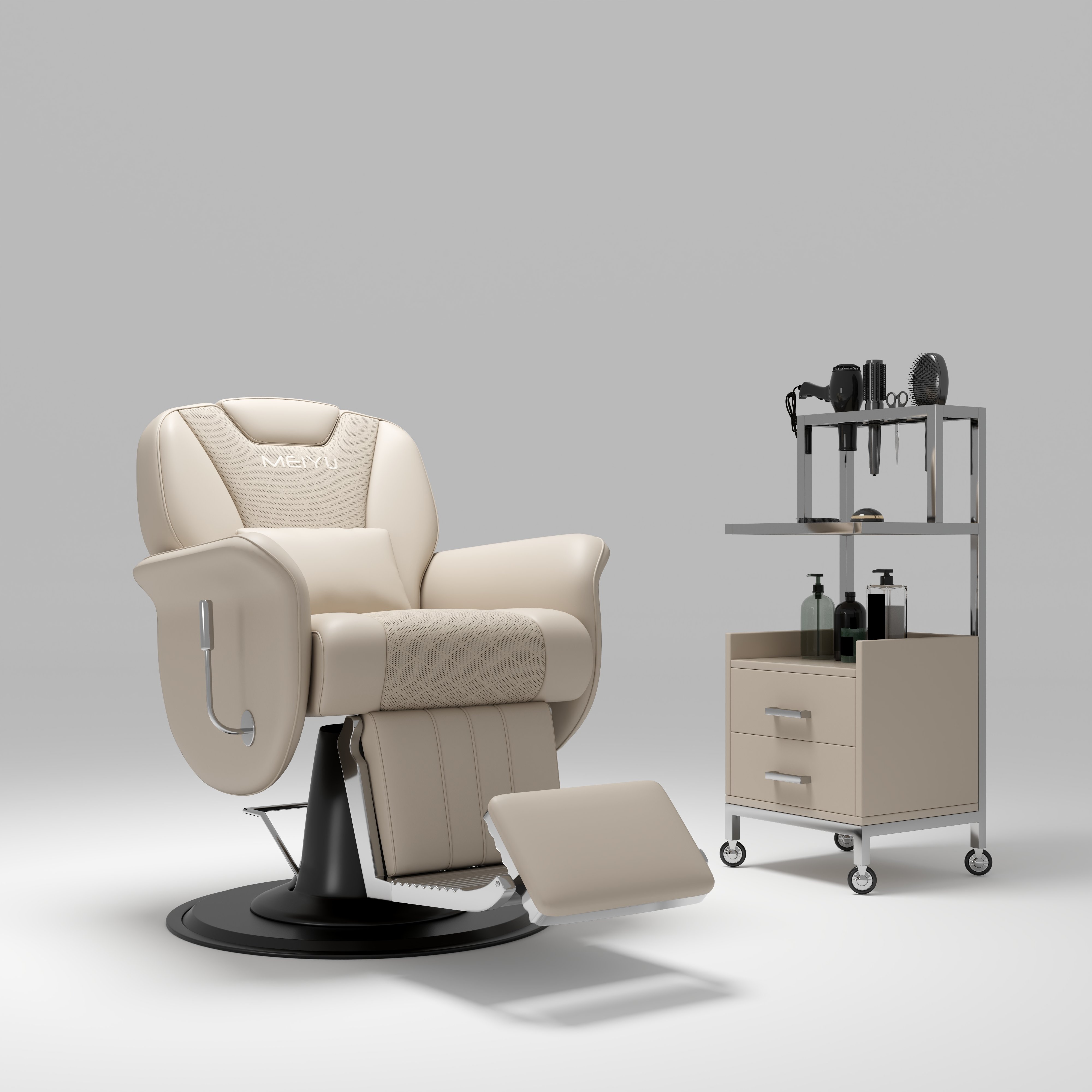 Hot sale extra large pump stainless steel base barber chair with customizable color LOGO for barber shop