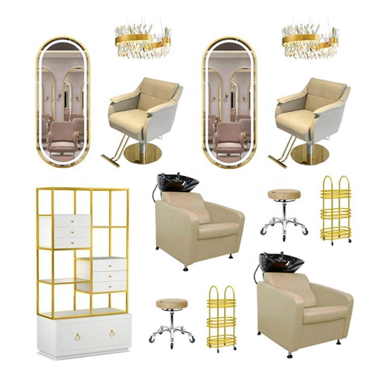 Luxury hair female styling chair barber chair set